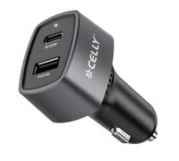 Celly, Caricatore Auto 65W con Porte USB-C e USB-A Power Delivery, Ricarica Rapida e Sicura per Smartphone e Tablet, Compatibile con Auto e Camion 12-24V