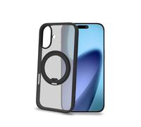 Celly Custodia per iPhone 17 Compatibile MagSafe, Cover TPU con Anello Magnetico Rotante, Supporto da Tavolo Integrato, Protezione Antiurto Colore Nero