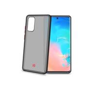 Celly Custodia per Samsung Galaxy S20, Cover Protettiva Volcano Antiscivolo, Cover Opaca Traslucida e Tasti Colorati, Nero