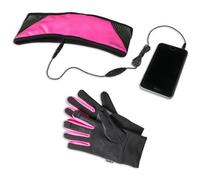 CELLY - Kit Sport Guanti Touch Screen + Fascia Sportiva con Auricolari Stereo Integrati Nero / Rosa