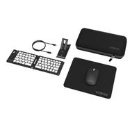 Celly, Kit Travel con Tastiera e Mouse Wireless, Set Completo per Lavorare Ovunque con Custodia Rigida in EVA, Tastiera Pieghevole, Mouse Senza Fili, Cavo USB-C, Supporto Smartphone e Tappetino, Nero