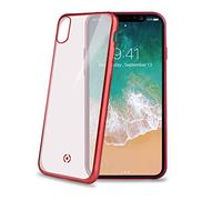 Celly LASERMATT900RD - Cover Compatibile con Modello iPhone X, Colore Trasparente con Rossi