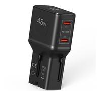 Celly Adattatore da Viaggio Universale 45W con Doppia Porta USB-C