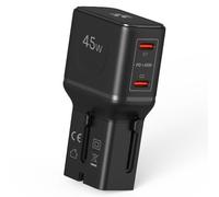 Celly Adattatore da Viaggio Universale 45W con Doppia Porta USB-C