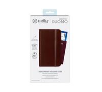 Celly, Porta Passaporto Da Viaggio, Accessorio da Viaggio Utili con Chiusura Magnetica e Tasche Per Documenti, Carte, Contanti e Smartphone, in Similpelle Marrone