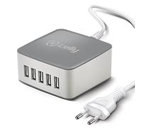Celly Power Station con 5 Porte USB con Amperaggio Massimo di 7.8 A, Bianco