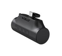 Celly, Powerbank Compatto con Connettore USB-C Integrato e Capacità di 5000mAh, Ricarica Rapida, Caricatore Portatile Universale per Smartphone, Colore Nero