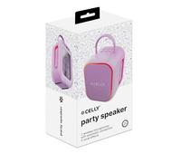 Celly - Speaker Bluetooth 10 W con 2 Microfoni Wireless, LED RGB, Batteria Ricaricabile, Ideale per Bambini e Karaoke, Colore Viola