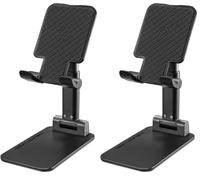 Celly, Supporto da Scrivania per Smartphone e Tablet Linea Black Label, Design Compatto e Richiudibile, Supporto Regolabile, Texture Anti-scivolo e Base con Auto-bilanciamento, Nero (Confezione da 2)