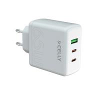Celly Caricabatteria TC3GAN65WEVOWH 65W GaN 2x USB-C Trasparente