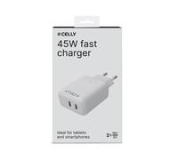 Celly TRAVEL CHARGER 2 USB-C 45W TC2USBC45WWH