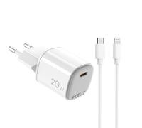 Celly UPTC1USBC20WCTL Caricabatterie per dispositivi mobili Fotocamera, Microfono, Smartphone, Orologio intelligente, Tablet, Telefono Bianco USB Interno