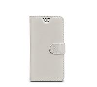 Celly Wally Unica Custodia a Libro Universale, Taglia XXL, Sistema di Fissaggio Adesivo e Chiusura Magnetica, finta pelle, Bianco