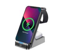 Celly WLSTAND3IN1BK, Supporto Smartphone 3 in 1 con Caricatore Wireless per Telefono, Auricolari e Smartwatch, Caricatore Smartphone Wireless, Ricarica Veloce e Design Moderno