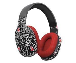 Celly x Keith Haring Cuffie Wireless, Auricolari Ergonomici con Iconico Pattern, Connessione senza Fili, Microfono Incorporato, Controlli Remoti e Autonomia di 6 Ore