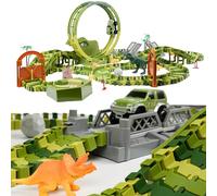 CELMAN Dinosauri per Bambini - Pista Macchinine, Set Flessibile e Creativo con Molti Pezzi e Fuoristrada, Giocattolo Educativo di Costruzione per Bambini da 3 a 8 Anni
