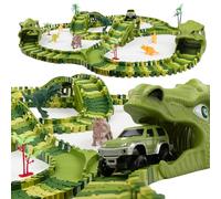 CELMAN Dinosauri per Bambini - Pista Macchinine, Set Flessibile e Creativo con Molti Pezzi e Fuoristrada, Giocattolo Educativo di Costruzione per Bambini da 3 a 8 Anni