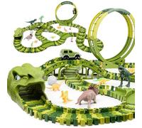 CELMAN Dinosauri per Bambini - Pista Macchinine, Set Flessibile e Creativo con Molti Pezzi e Fuoristrada, Giocattolo Educativo di Costruzione per Bambini da 3 a 8 Anni