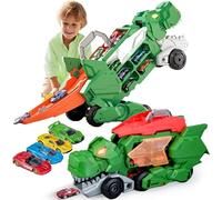 CELMAN Giocattolo per auto con dinosauro - T-Rex Auto Transporter & pista 2 in 1 - Dino Monster truck set da gioco per bambini dai 3 anni in su