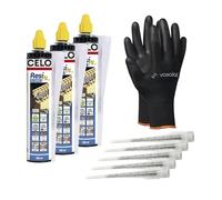 Celo ResiFIX PY300 - Malta di montaggio per calcestruzzo e muratura non strappati con indurimento rapido, 3 malta composita e 8 bocchette di miscelazione