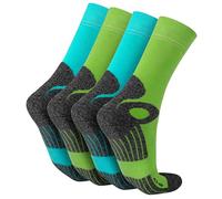 Celodoro Calze da trekking uomo e donna (4 paia), calze da lavoro con suola in spugna, Azzurro-Verde, 39-42