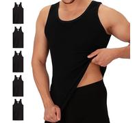 Celodoro Canottiera da Uomo 5 Pezzi - FEINRIPP Tank-Top in Cotone - Canottiere per Uomini, Nero , M