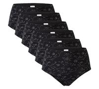 Celodoro Slip a vita alta da donna (confezione da 6) in microfibra con motivo floreale, Nero , M