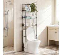 CELORVINI Mobile Sopra WC, Scaffale Sopra Toilette a 3 Livelli, Mensola Portaoggetti Indipendente in Metallo, Mobile Bagno Sopra WC Salvaspazio & Multifunzione, Scaffale Sopra Lavatrice - Nero