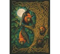 Celtic Bat Journal - Flying Fox Edition 8.5" x 11" (120 Lined Pages): Gothic Notebook with Celtic-Norse Knots, Full Moon Forest Cover - for Writing, ... a Magical Gift or Halloween Decoration!