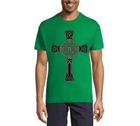 Celtic Cross Crew Neck - Maglietta da uomo in cotone Kelly Green, Verde kelly, XXL