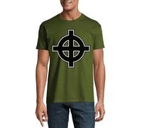 Celtic Cross Pagan Crew Neck Cotone Uomo T-Shirt Hunter Green, Verde cacciatore, XL