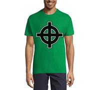 Celtic Cross Pagan Crew Neck Cotton T-Shirt Uomo Kelly Green, Verde kelly, XL