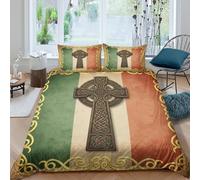 Celtic crossSet Di Copripiumino morbida microfibra 3 pezzi motivo 3D con cerniera Irish cultural design copripiumino incluso federe aiosa ultra morbido e traspirante for bambini Super king（260x220cm）