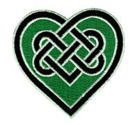 Celtic Heart IronOn Patch Green Embroidered Gaelic Irish Love Knot