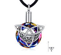 Celtic Moon Collana con urne celtiche in argento sterling 925 con ciondolo a forma di luna per cenere triplice collana crescent irlandese gioiello celtico regalo per donne e uomini