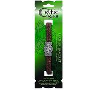 CELTIC SPIRIT BRACCIALE IN CUOIO MARRONE INTRECCIATO trifoglio