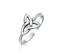 Celtic Trinity Knot Work Circle Triquetra Pinky Midi Toe Ring per le donne adolescenti ossidato .925 Silver Sterling regolabile