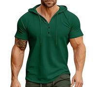 Celucke Athletic Manica Corta con Cappuccio Uomini Moda Allenamento Palestra Pullover Camicia con Cappuccio Pulsante Muscle Fit Estate Felpa Leggera Hip Hop Running Boxing Hiking Sport Hoodys T-Shirt