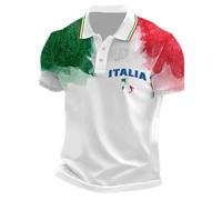 Celucke Maglietta Polo Uomo Maniche Corte Vintage Bandiera Italia in Cotone Morbido Traspirante per Stile Casual Confortevole Tutta l'italia Nera Magliette