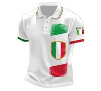 Celucke Maglietta Polo Uomo Maniche Corte Vintage Bandiera Italia in Cotone Morbido Traspirante per Stile Casual Confortevole Tutta l'italia Nera Magliette