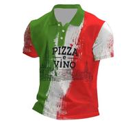 Celucke Maglietta Polo Uomo Maniche Corte Vintage Bandiera Italia in Cotone Morbido Traspirante per Stile Casual Confortevole Tutta l'italia Nera Magliette