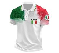 Celucke Maglietta Polo Uomo Maniche Corte Vintage Bandiera Italia in Cotone Morbido Traspirante per Stile Casual Confortevole Tutta l'italia Nera Magliette