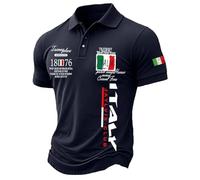 Celucke Maglietta Polo Uomo Maniche Corte Vintage Bandiera Italia in Cotone Morbido Traspirante per Stile Casual Confortevole Tutta l'italia Nera Magliette