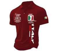 Celucke Maglietta Polo Uomo Maniche Corte Vintage Bandiera Italia in Cotone Morbido Traspirante per Stile Casual Confortevole Tutta l'italia Nera Magliette