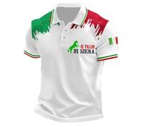 Celucke Maglietta Polo Uomo Maniche Corte Vintage Bandiera Italia in Cotone Morbido Traspirante per Stile Casual Confortevole Tutta l'italia Nera Magliette