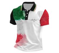Celucke Maglietta Polo Uomo Maniche Corte Vintage Bandiera Italia in Cotone Morbido Traspirante per Stile Casual Confortevole Tutta l'italia Nera Magliette