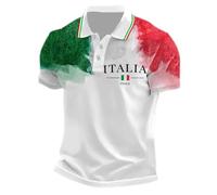 Celucke Maglietta Polo Uomo Maniche Corte Vintage Bandiera Italia in Cotone Morbido Traspirante per Stile Casual Confortevole Tutta l'italia Nera Magliette