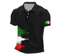 Celucke Maglietta Polo Uomo Maniche Corte Vintage Bandiera Italia in Cotone Morbido Traspirante per Stile Casual Confortevole Tutta l'italia Nera Magliette