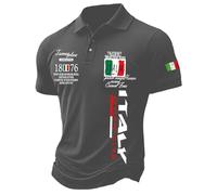 Celucke Maglietta Polo Uomo Maniche Corte Vintage Bandiera Italia in Cotone Morbido Traspirante per Stile Casual Confortevole Tutta l'italia Nera Magliette