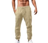 Celucke Pantaloni Lino Uomo Estivi Larghi Cotone Leggeri Pantalone Casual Comodo Lose Fit Sport Cotone Lunghi Larghi Traspirante Jogging Hose Sport Yoga Spiaggia Pantaloni 2025
